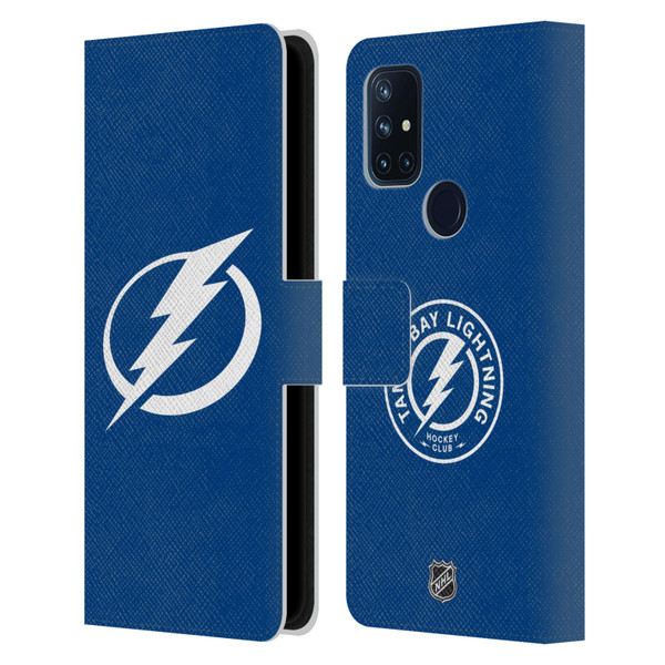 NHL Tampa Bay Lightning Plain Leather Book Wallet Case Cover For OnePlus Nord N10 5G