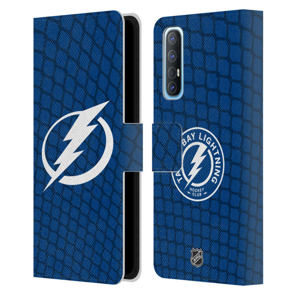 NHL Tampa Bay Lightning Net Pattern Leather Book Wallet Case Cover For OPPO Find X2 Neo 5G