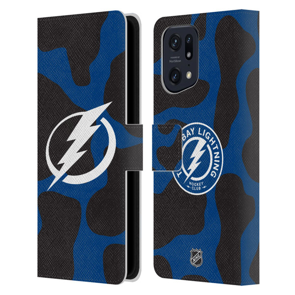 NHL Tampa Bay Lightning Cow Pattern Leather Book Wallet Case Cover For OPPO Find X5