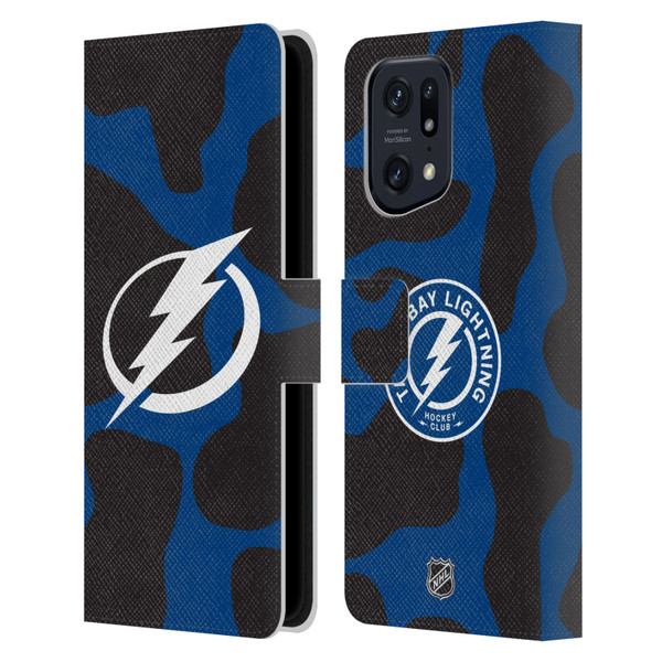 NHL Tampa Bay Lightning Cow Pattern Leather Book Wallet Case Cover For OPPO Find X5 Pro