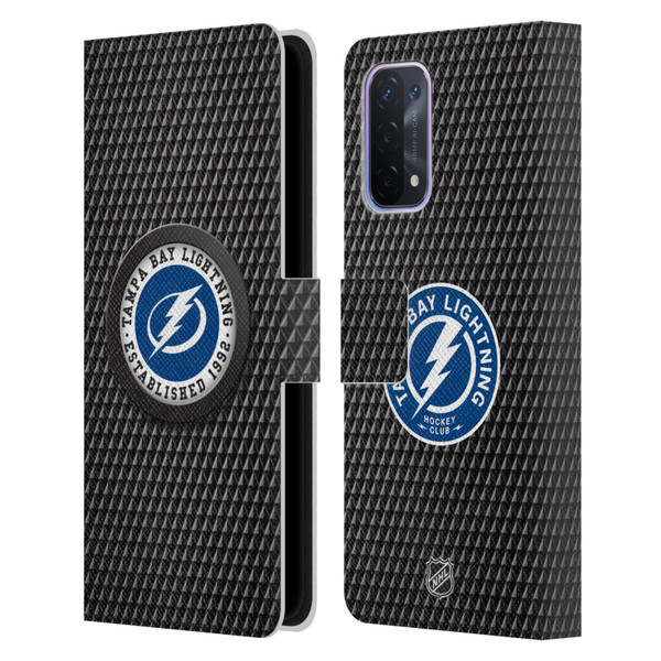 NHL Tampa Bay Lightning Puck Texture Leather Book Wallet Case Cover For OPPO A54 5G