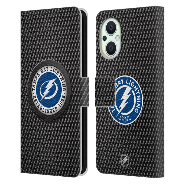 NHL Tampa Bay Lightning Puck Texture Leather Book Wallet Case Cover For OPPO Reno8 Lite