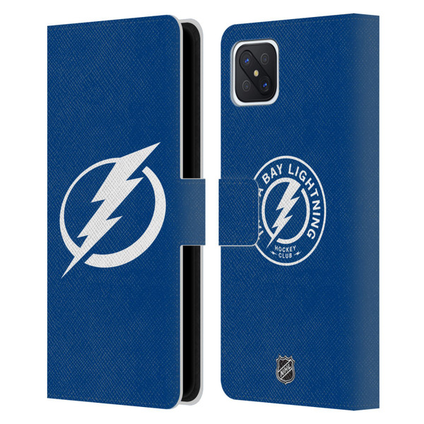 NHL Tampa Bay Lightning Plain Leather Book Wallet Case Cover For OPPO Reno4 Z 5G