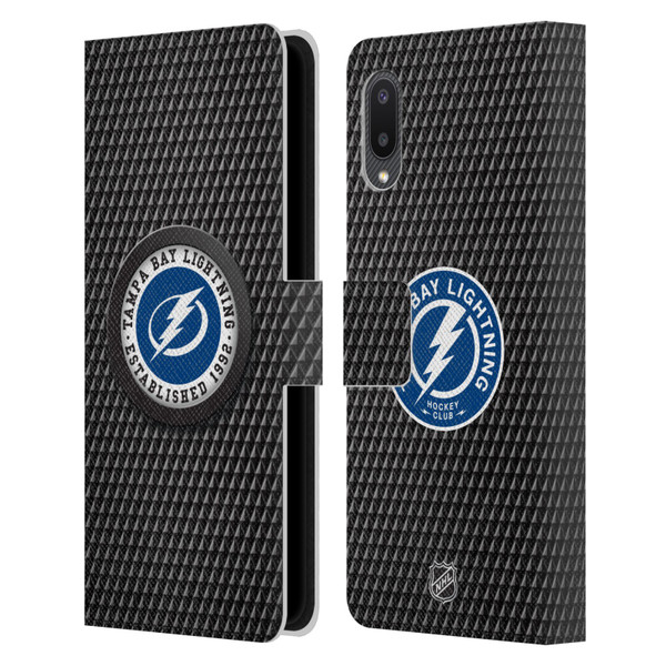 NHL Tampa Bay Lightning Puck Texture Leather Book Wallet Case Cover For Samsung Galaxy A02/M02 (2021)