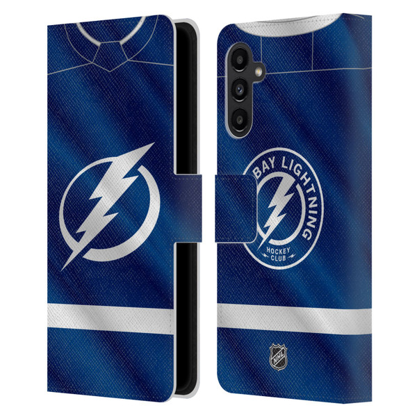 NHL Tampa Bay Lightning Jersey Leather Book Wallet Case Cover For Samsung Galaxy A13 5G (2021)