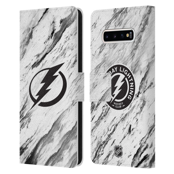 NHL Tampa Bay Lightning Marble Leather Book Wallet Case Cover For Samsung Galaxy S10+ / S10 Plus