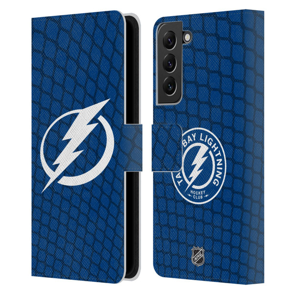 NHL Tampa Bay Lightning Net Pattern Leather Book Wallet Case Cover For Samsung Galaxy S22+ 5G