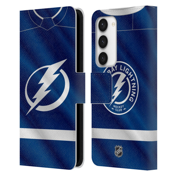 NHL Tampa Bay Lightning Jersey Leather Book Wallet Case Cover For Samsung Galaxy S23 5G