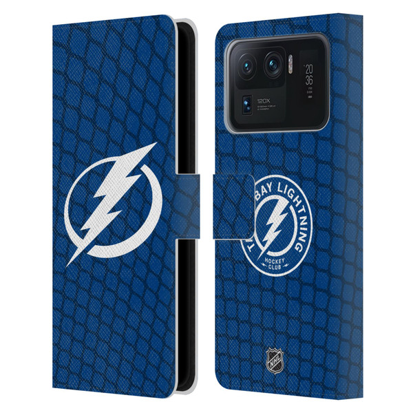 NHL Tampa Bay Lightning Net Pattern Leather Book Wallet Case Cover For Xiaomi Mi 11 Ultra