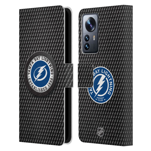 NHL Tampa Bay Lightning Puck Texture Leather Book Wallet Case Cover For Xiaomi 12 Pro