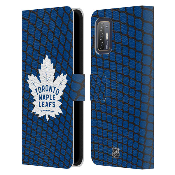 NHL Toronto Maple Leafs Net Pattern Leather Book Wallet Case Cover For HTC Desire 21 Pro 5G