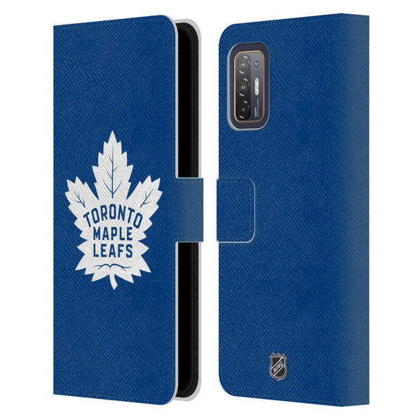 NHL Toronto Maple Leafs Plain Leather Book Wallet Case Cover For HTC Desire 21 Pro 5G