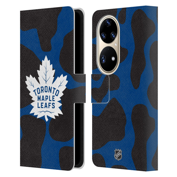 NHL Toronto Maple Leafs Cow Pattern Leather Book Wallet Case Cover For Huawei P50 Pro