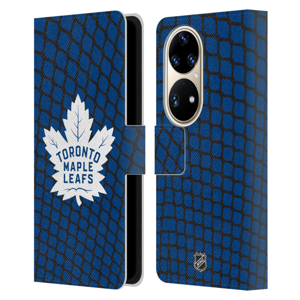 NHL Toronto Maple Leafs Net Pattern Leather Book Wallet Case Cover For Huawei P50 Pro