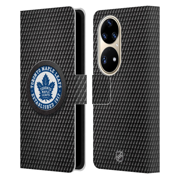 NHL Toronto Maple Leafs Puck Texture Leather Book Wallet Case Cover For Huawei P50 Pro