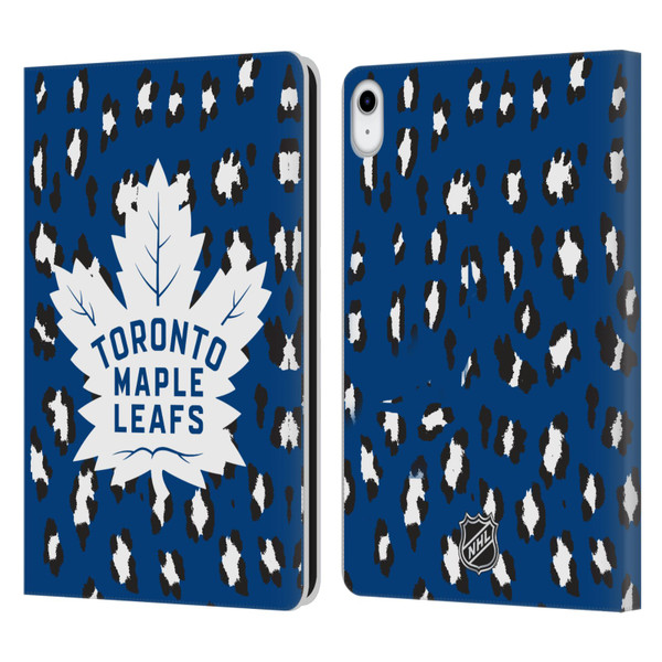 NHL Toronto Maple Leafs Leopard Patten Leather Book Wallet Case Cover For Apple iPad 10.9 (2022)