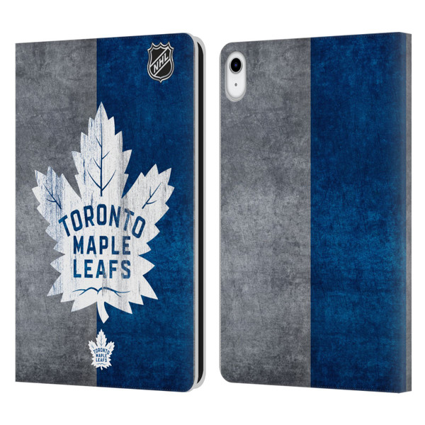 NHL Toronto Maple Leafs Half Distressed Leather Book Wallet Case Cover For Apple iPad 10.9 (2022)