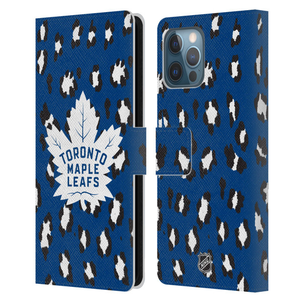 NHL Toronto Maple Leafs Leopard Patten Leather Book Wallet Case Cover For Apple iPhone 12 Pro Max