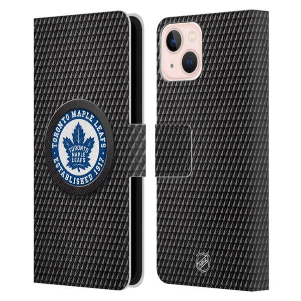 NHL Toronto Maple Leafs Puck Texture Leather Book Wallet Case Cover For Apple iPhone 13