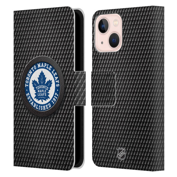 NHL Toronto Maple Leafs Puck Texture Leather Book Wallet Case Cover For Apple iPhone 13 Mini