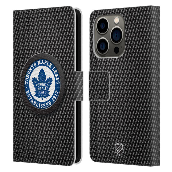 NHL Toronto Maple Leafs Puck Texture Leather Book Wallet Case Cover For Apple iPhone 14 Pro