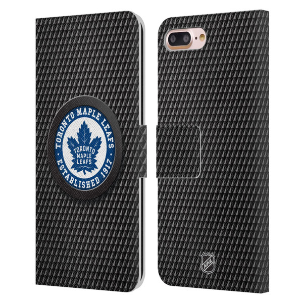 NHL Toronto Maple Leafs Puck Texture Leather Book Wallet Case Cover For Apple iPhone 7 Plus / iPhone 8 Plus