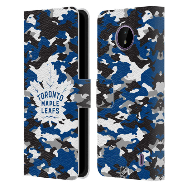 NHL Toronto Maple Leafs Camouflage Leather Book Wallet Case Cover For Nokia C10 / C20