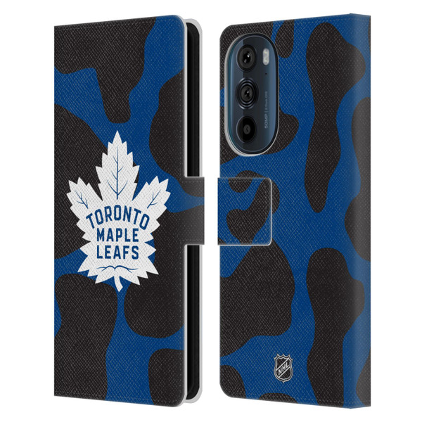 NHL Toronto Maple Leafs Cow Pattern Leather Book Wallet Case Cover For Motorola Edge 30