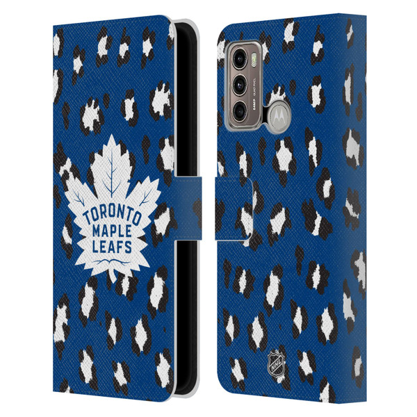 NHL Toronto Maple Leafs Leopard Patten Leather Book Wallet Case Cover For Motorola Moto G60 / Moto G40 Fusion