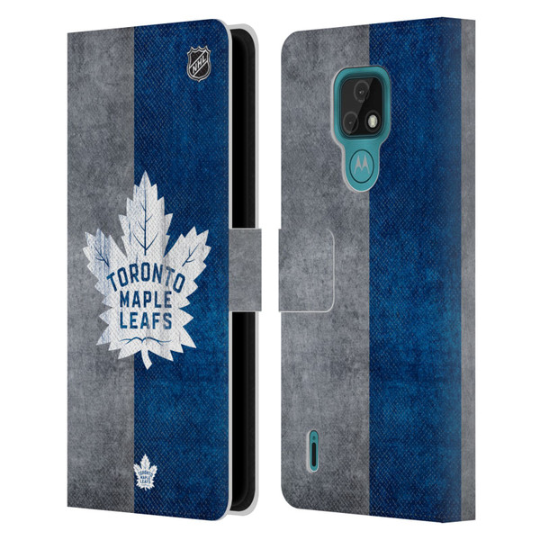 NHL Toronto Maple Leafs Half Distressed Leather Book Wallet Case Cover For Motorola Moto E7