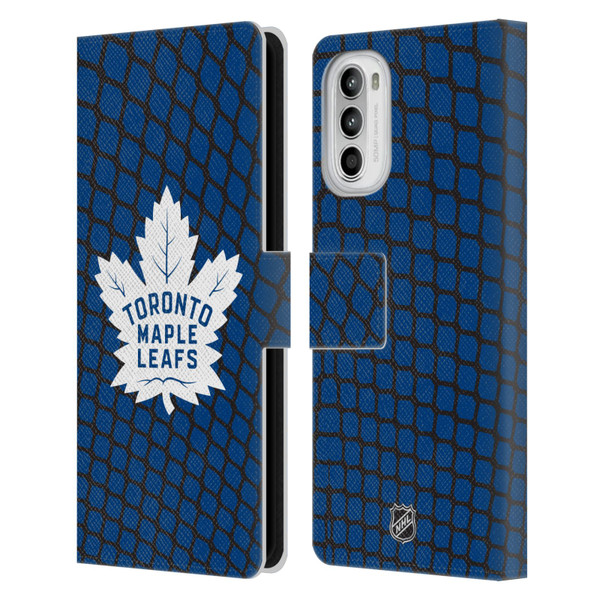 NHL Toronto Maple Leafs Net Pattern Leather Book Wallet Case Cover For Motorola Moto G52