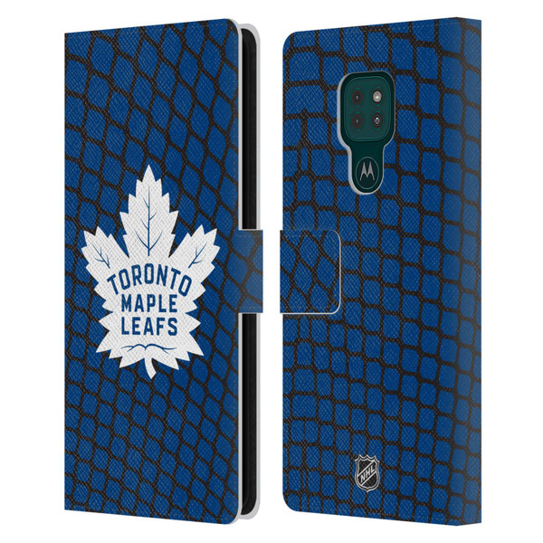 NHL Toronto Maple Leafs Net Pattern Leather Book Wallet Case Cover For Motorola Moto G9 Play