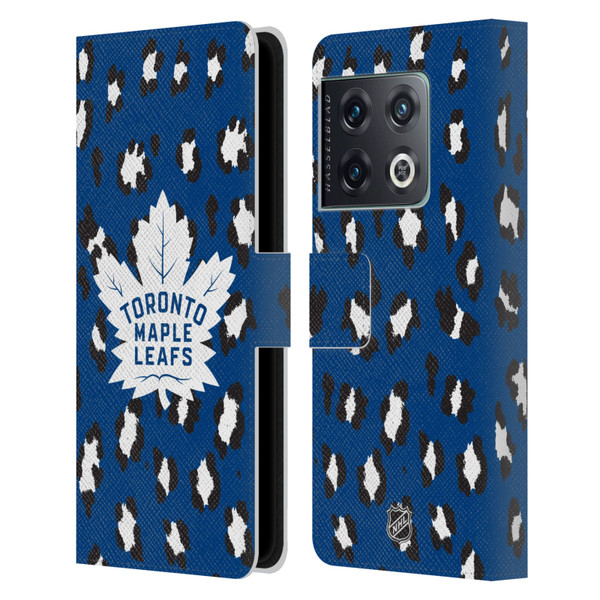 NHL Toronto Maple Leafs Leopard Patten Leather Book Wallet Case Cover For OnePlus 10 Pro