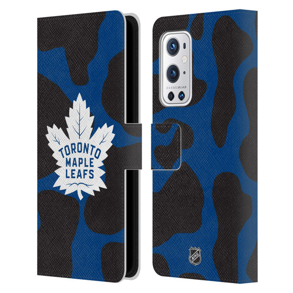 NHL Toronto Maple Leafs Cow Pattern Leather Book Wallet Case Cover For OnePlus 9 Pro