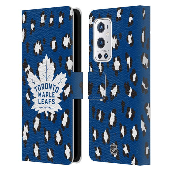 NHL Toronto Maple Leafs Leopard Patten Leather Book Wallet Case Cover For OnePlus 9 Pro