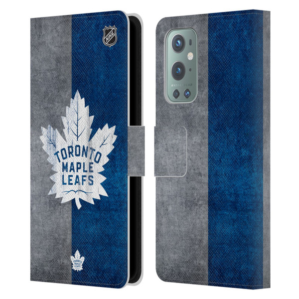 NHL Toronto Maple Leafs Half Distressed Leather Book Wallet Case Cover For OnePlus 9