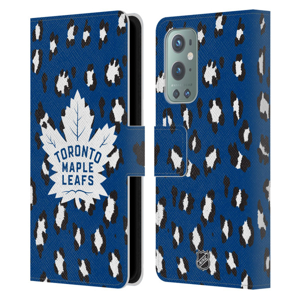 NHL Toronto Maple Leafs Leopard Patten Leather Book Wallet Case Cover For OnePlus 9