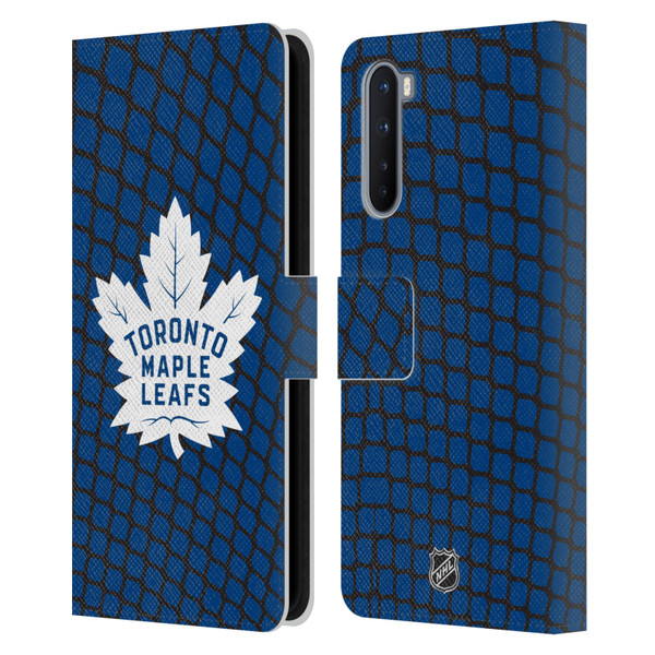 NHL Toronto Maple Leafs Net Pattern Leather Book Wallet Case Cover For OnePlus Nord 5G