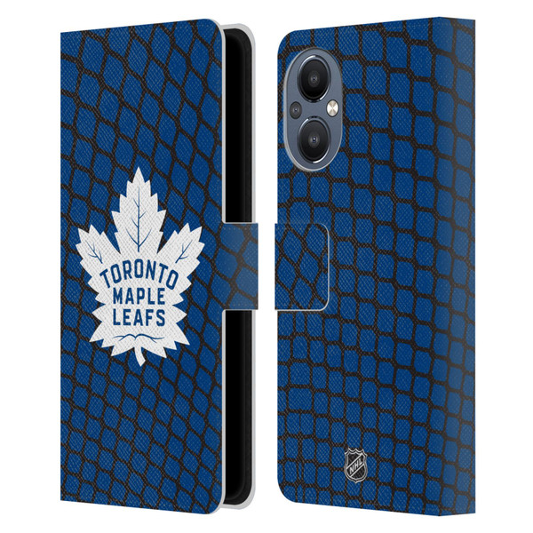 NHL Toronto Maple Leafs Net Pattern Leather Book Wallet Case Cover For OnePlus Nord N20 5G