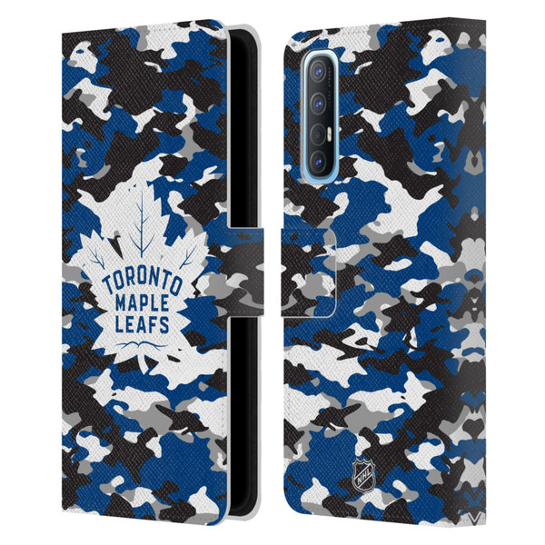 NHL Toronto Maple Leafs Camouflage Leather Book Wallet Case Cover For OPPO Find X2 Neo 5G