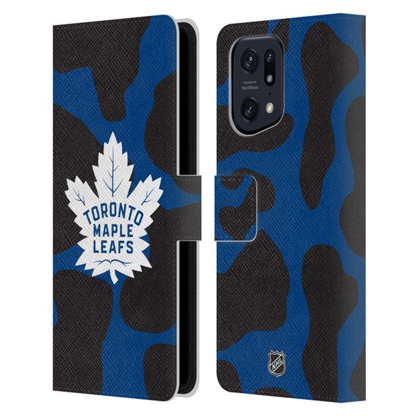 NHL Toronto Maple Leafs Cow Pattern Leather Book Wallet Case Cover For OPPO Find X5 Pro