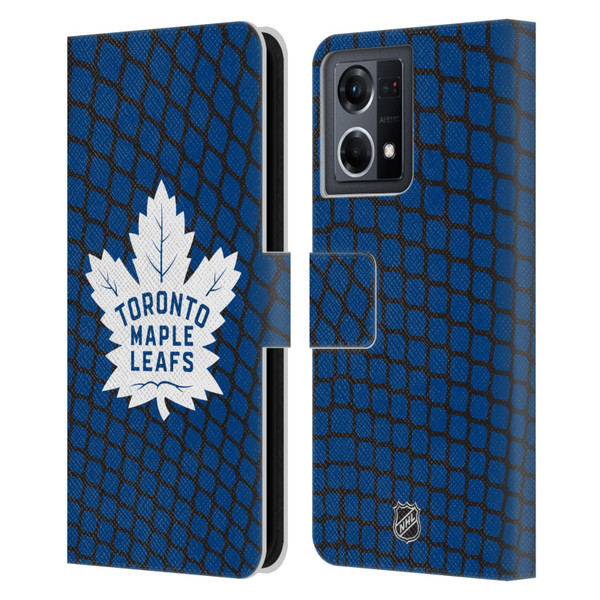NHL Toronto Maple Leafs Net Pattern Leather Book Wallet Case Cover For OPPO Reno8 4G