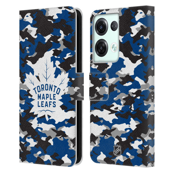 NHL Toronto Maple Leafs Camouflage Leather Book Wallet Case Cover For OPPO Reno8 Pro