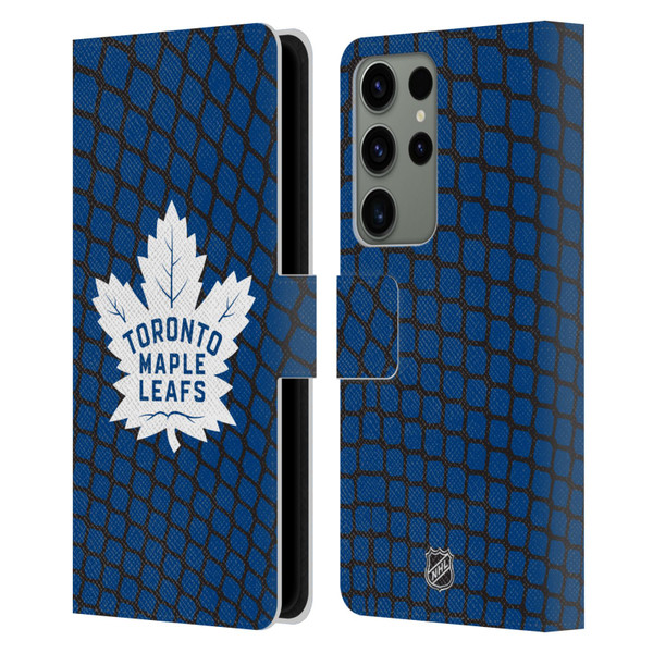NHL Toronto Maple Leafs Net Pattern Leather Book Wallet Case Cover For Samsung Galaxy S23 Ultra 5G