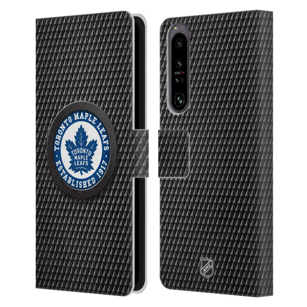 NHL Toronto Maple Leafs Puck Texture Leather Book Wallet Case Cover For Sony Xperia 1 IV
