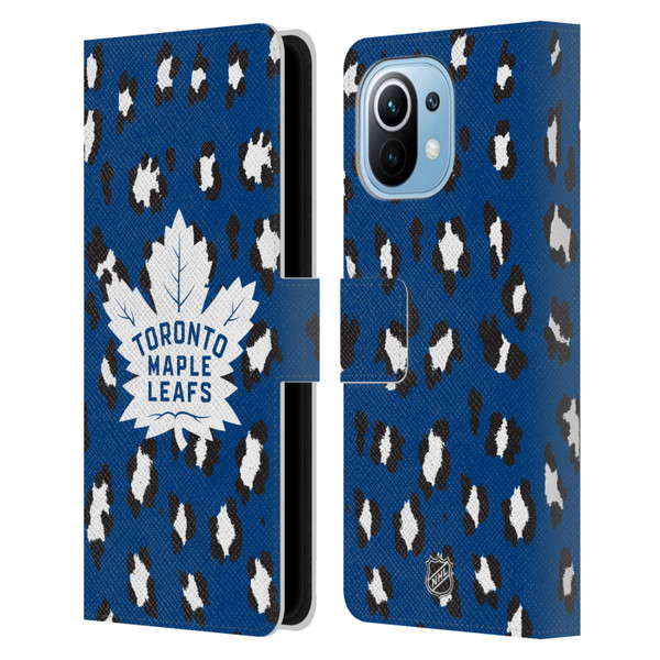 NHL Toronto Maple Leafs Leopard Patten Leather Book Wallet Case Cover For Xiaomi Mi 11