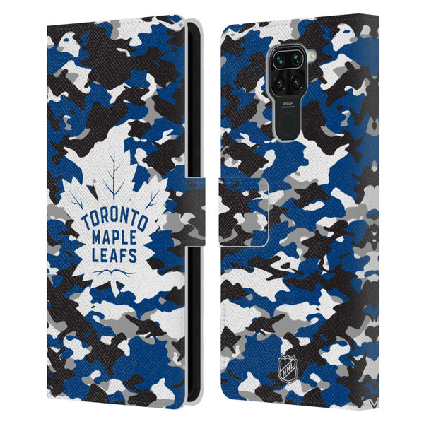 NHL Toronto Maple Leafs Camouflage Leather Book Wallet Case Cover For Xiaomi Redmi Note 9 / Redmi 10X 4G
