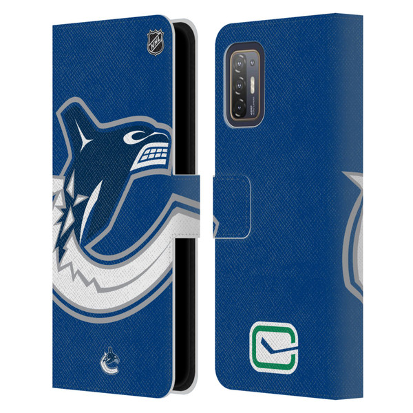 NHL Vancouver Canucks Oversized Leather Book Wallet Case Cover For HTC Desire 21 Pro 5G