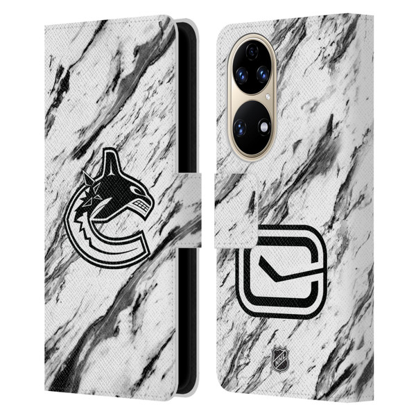 NHL Vancouver Canucks Marble Leather Book Wallet Case Cover For Huawei P50