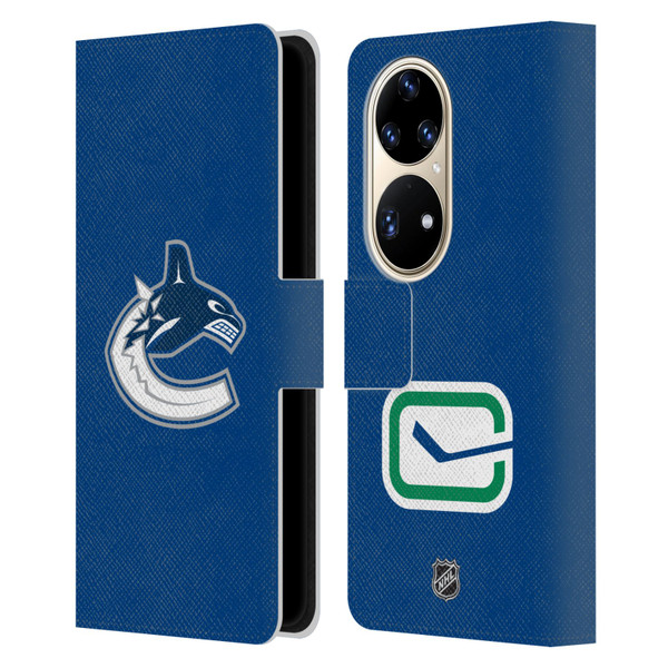 NHL Vancouver Canucks Plain Leather Book Wallet Case Cover For Huawei P50 Pro